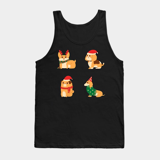 Cute Christmas Dogs Tank Top by myabstractmind
